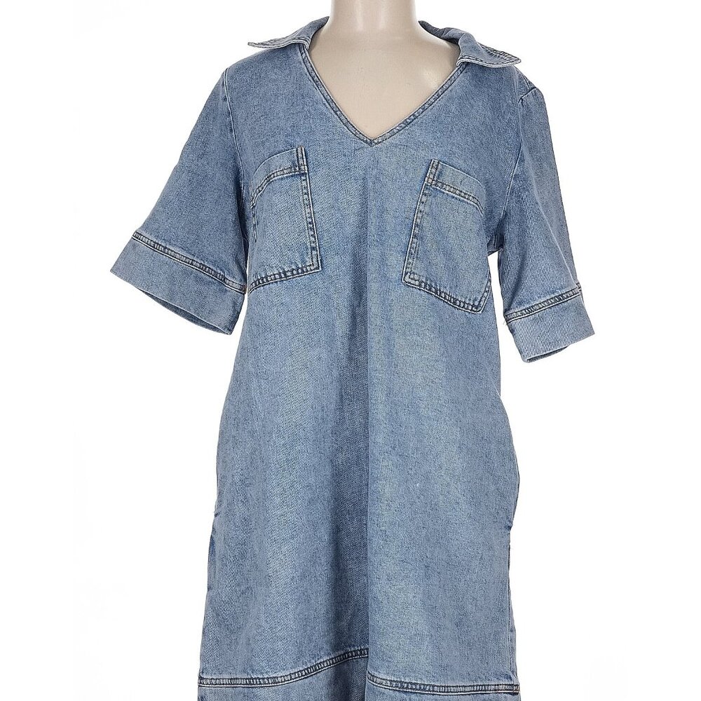 Denim Short Sleeve Knee Length Dress, Sz. M – French Connection